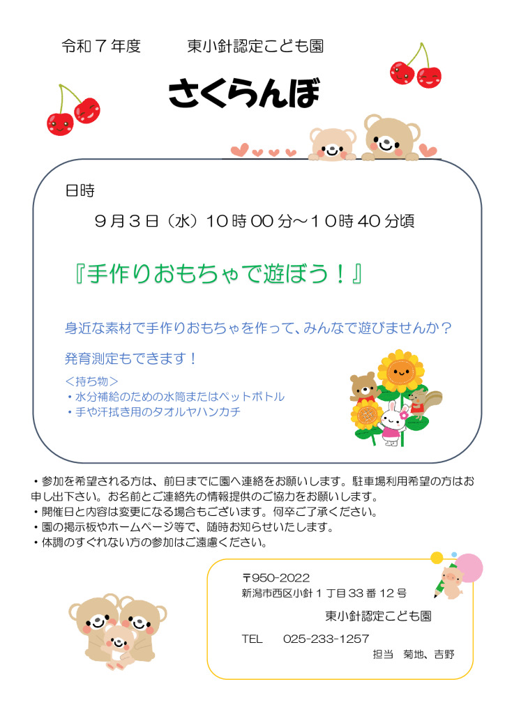 R7さくらんぼ9月手作りおもちゃのサムネイル